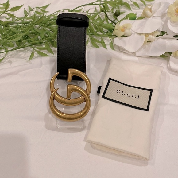 Gucci 2015 Re-Edition Black Wide Leather Belt - Picture 1 of 9